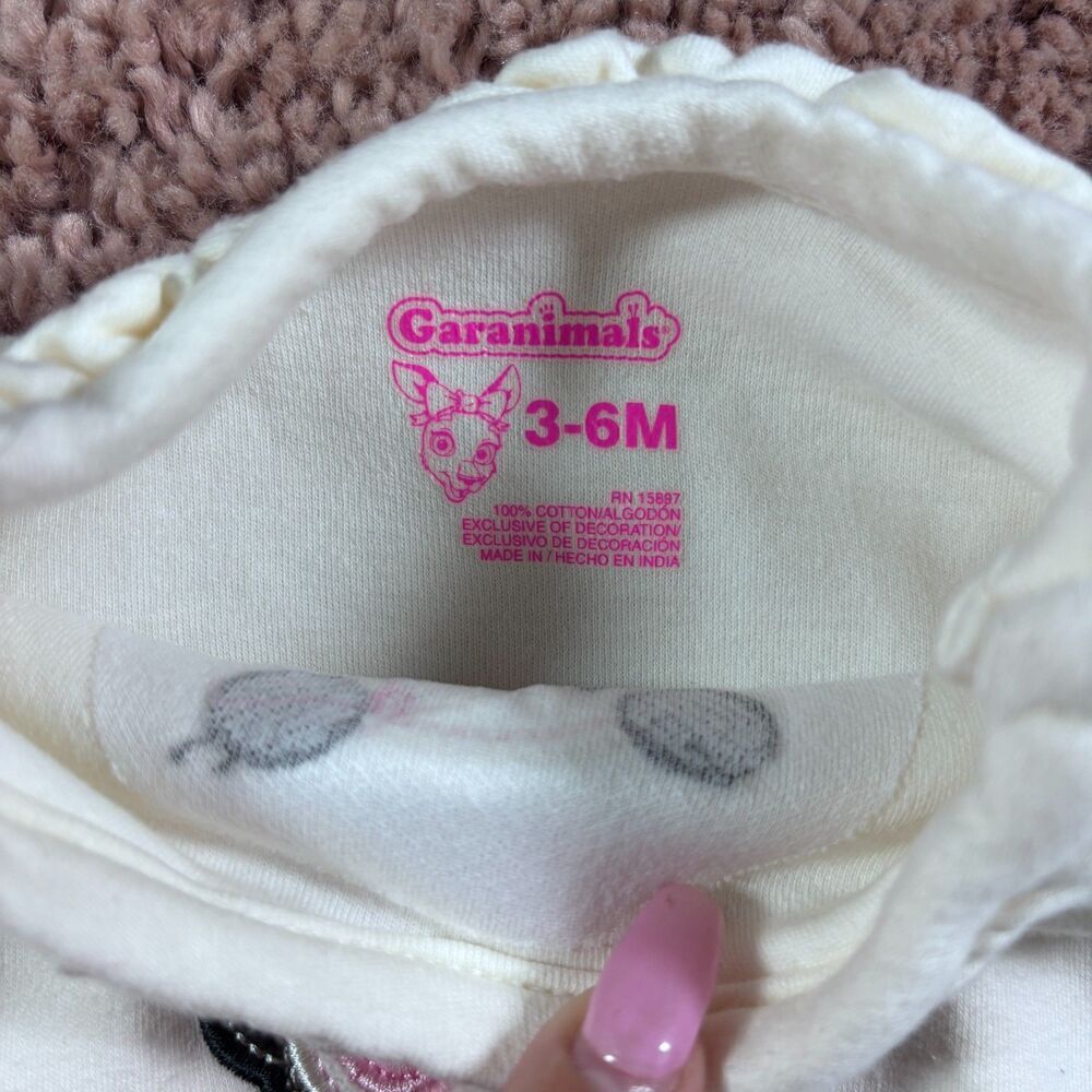 VTG Garanimals Baby Girls Long Sleeve Panda Bodysuit Size 3-6M Ruffle Collar - Picture 3 of 4